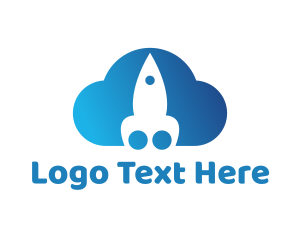 Outer Space - Blue Rocket Cloud logo design