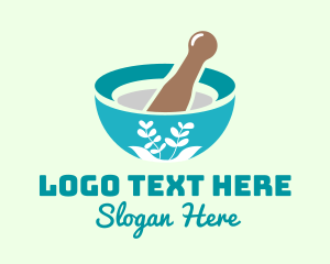 Healer - Organic Mortar Pestle logo design