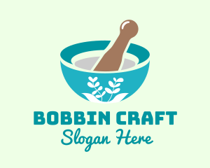 Organic Mortar Pestle logo design