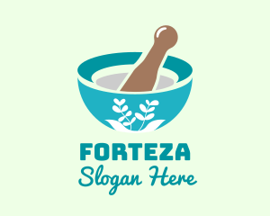 Organic Mortar Pestle logo design