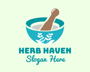 Herbs - Organic Mortar Pestle logo design