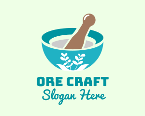 Organic Mortar Pestle logo design