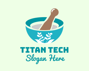 Organic Mortar Pestle logo design