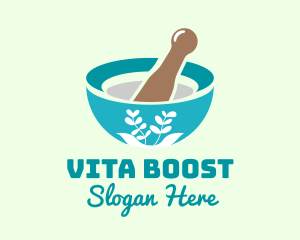 Vitamin - Organic Mortar Pestle logo design