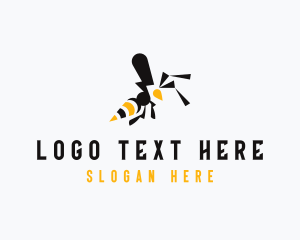 Black Wings - Flying Insect Wasp logo design
