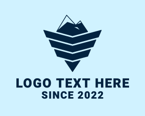 Blue - Winged Mountain Peak logo design