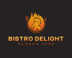 Chicken Roast Flame logo design