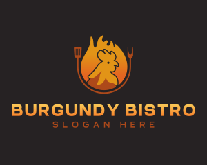 Chicken Roast Flame logo design