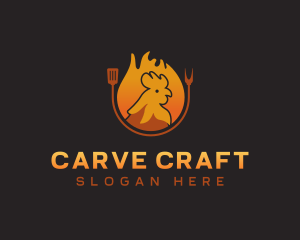 Chicken Roast Flame logo design