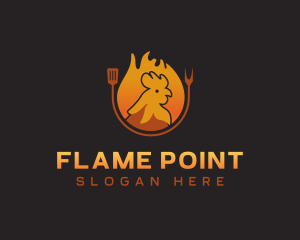 Chicken Roast Flame logo design