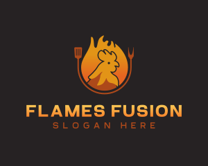 Chicken Roast Flame logo design