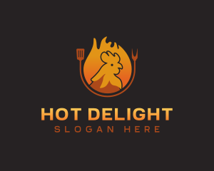 Chicken Roast Flame logo design