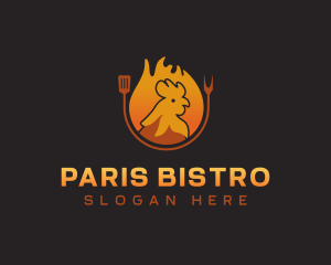 Chicken Roast Flame logo design