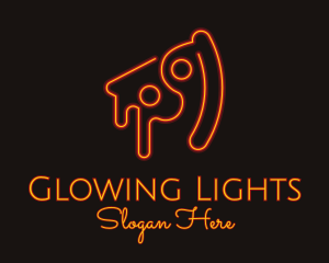 Neon Pizza Slice Restaurant logo design