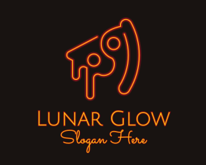 Neon Pizza Slice Restaurant logo design