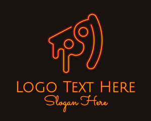 Light - Neon Pizza Slice Restaurant logo design