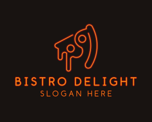 Neon Pizza Slice Restaurant logo design