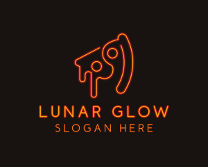 Neon Pizza Slice Restaurant logo design