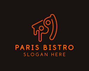 Neon Pizza Slice Restaurant logo design