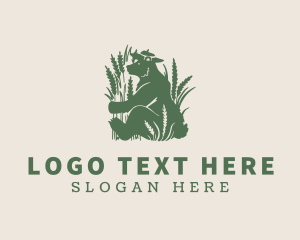 Grain - Green Field Crops Bear logo design