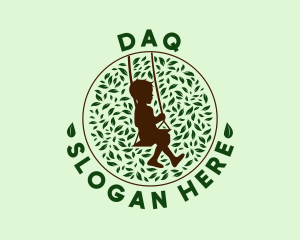 Environment - Child Leaves Swing logo design