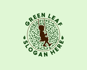 Child Leaves Swing logo design