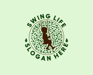 Swing - Child Leaves Swing logo design