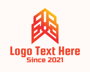 Orange Arrow Tower Structure logo design