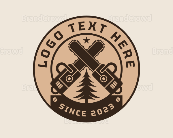 Chainsaw Woodwork Logging Logo