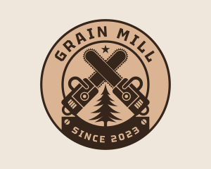 Mill - Chainsaw Woodwork Logging logo design
