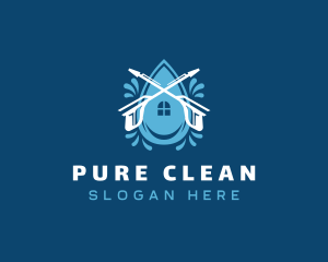 Pressure Washer Cleaning Droplet logo design