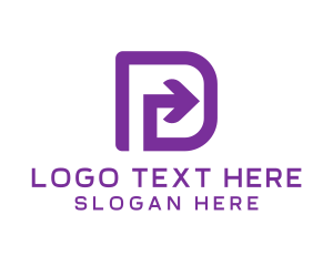 Courier - Purple Letter D Arrow logo design