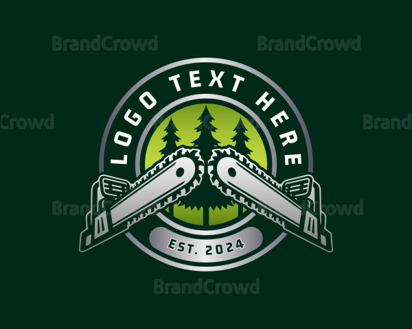 Lumberjack Chainsaw Logging Logo