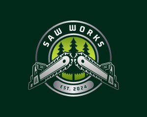 Lumberjack Chainsaw Logging logo design