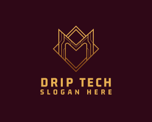 Gold Tech Letter M logo design