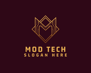 Gold Tech Letter M logo design