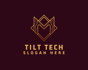 Gold Tech Letter M logo design