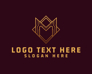 It - Gold Tech Letter M logo design