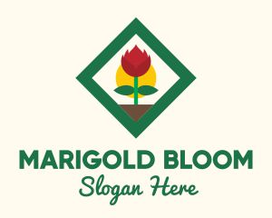 Marigold - Spring Flower Frame Decor logo design