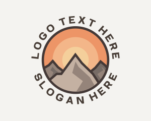 Explorer - Mountain Sunset Trekking logo design