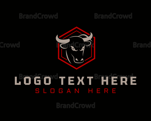 Hexagon Bull Cattle Logo