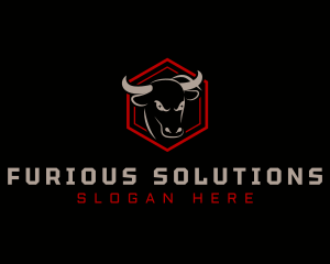 Hexagon Bull Cattle logo design