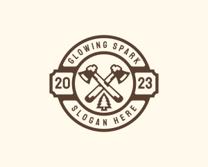 Forest Axe Woodcutting logo design