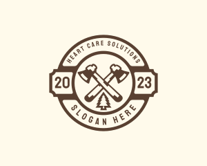 Forest Axe Woodcutting logo design