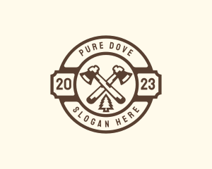 Forest Axe Woodcutting logo design