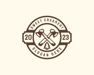 Forest Axe Woodcutting logo design