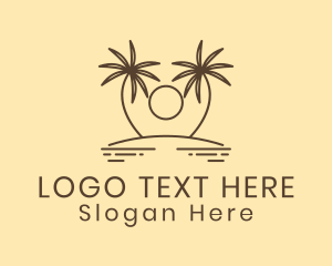 Surfing - Twin Palm Tree Island logo design