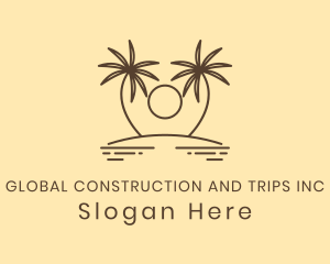 Brown - Twin Palm Tree Island logo design