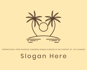 Hipster - Twin Palm Tree Island logo design