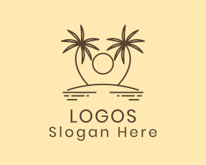 Seaside - Twin Palm Tree Island logo design